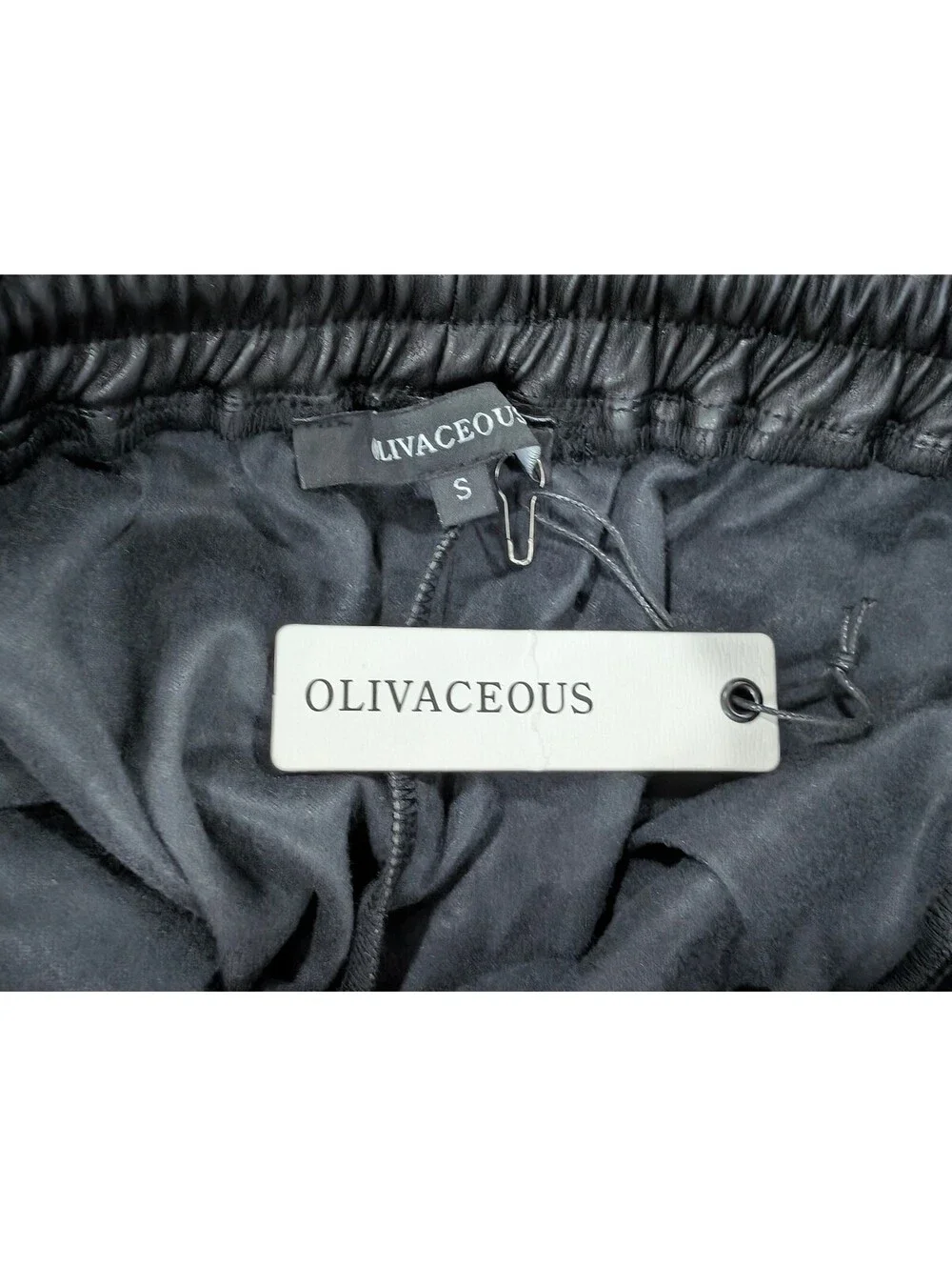 NWT Olivaceous faux-leather black Paper Bag Shorts Size SM